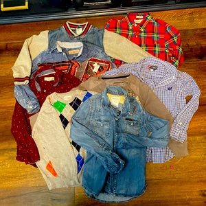 9 long sleeve boys shirts. Size 7. Various brands